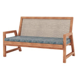 wooden sofa cane rattan with custion  Two Seater