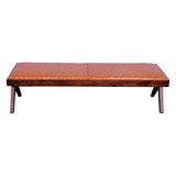 Leather  Seating Bench Natural  Wood Finish For Living Room
