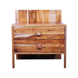 Home furniture sagwan wood bedside end table with drawer natural finish