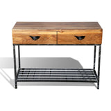 Two Drawer Console Table Natural Wood Finish For Living Room/ Study Room
