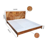 Wooden Bed Mid Walnut Color  Minimalist Queen Size (6X6 ft) bed Teak Finish with Zig -Zag Panal