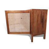 Natural sagwam wood stylish cabinet sid board cane rattan console with storage