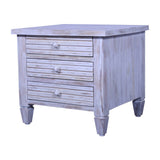 Sagwan wood  three drawer antique design  Bedside table with white distress