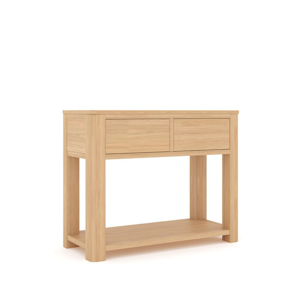 Console Unit With Two Drawer in Oak Wood Finish  Size Console Table