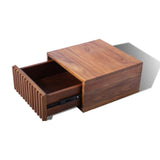 Bedsite drawer sagwan wood fluted front with natural finish