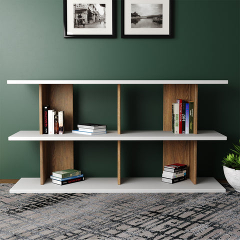 Open shelf console table in pre laminate board bookcase
