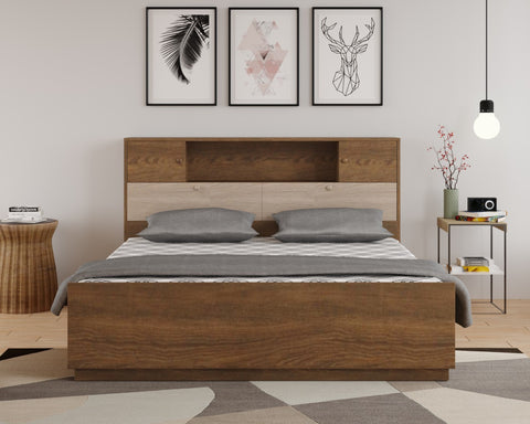 Engineered Wood Box Storage Bed In Classic Walnut
