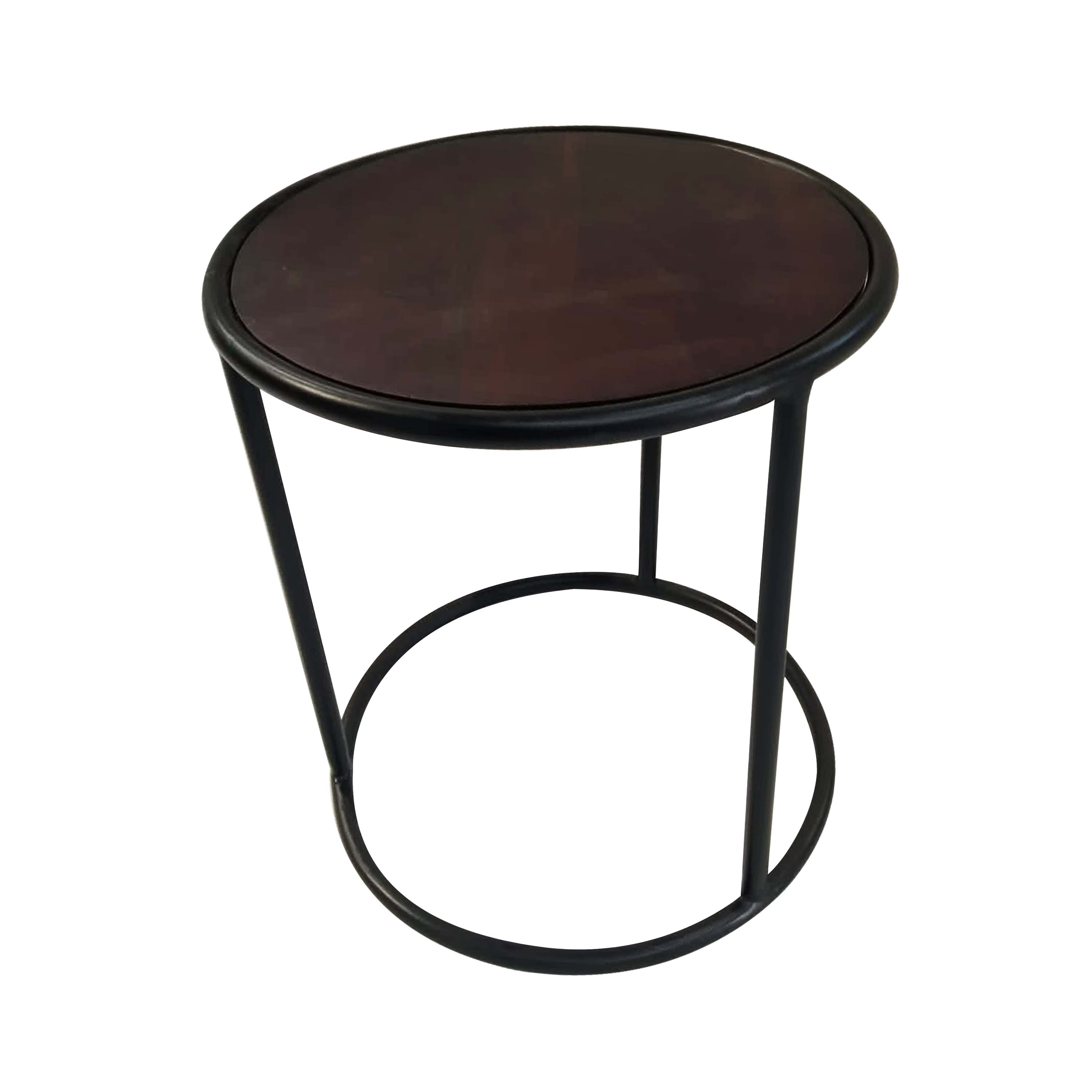 Classique round side table, modern home decor coffee table end table with metal frame for living room