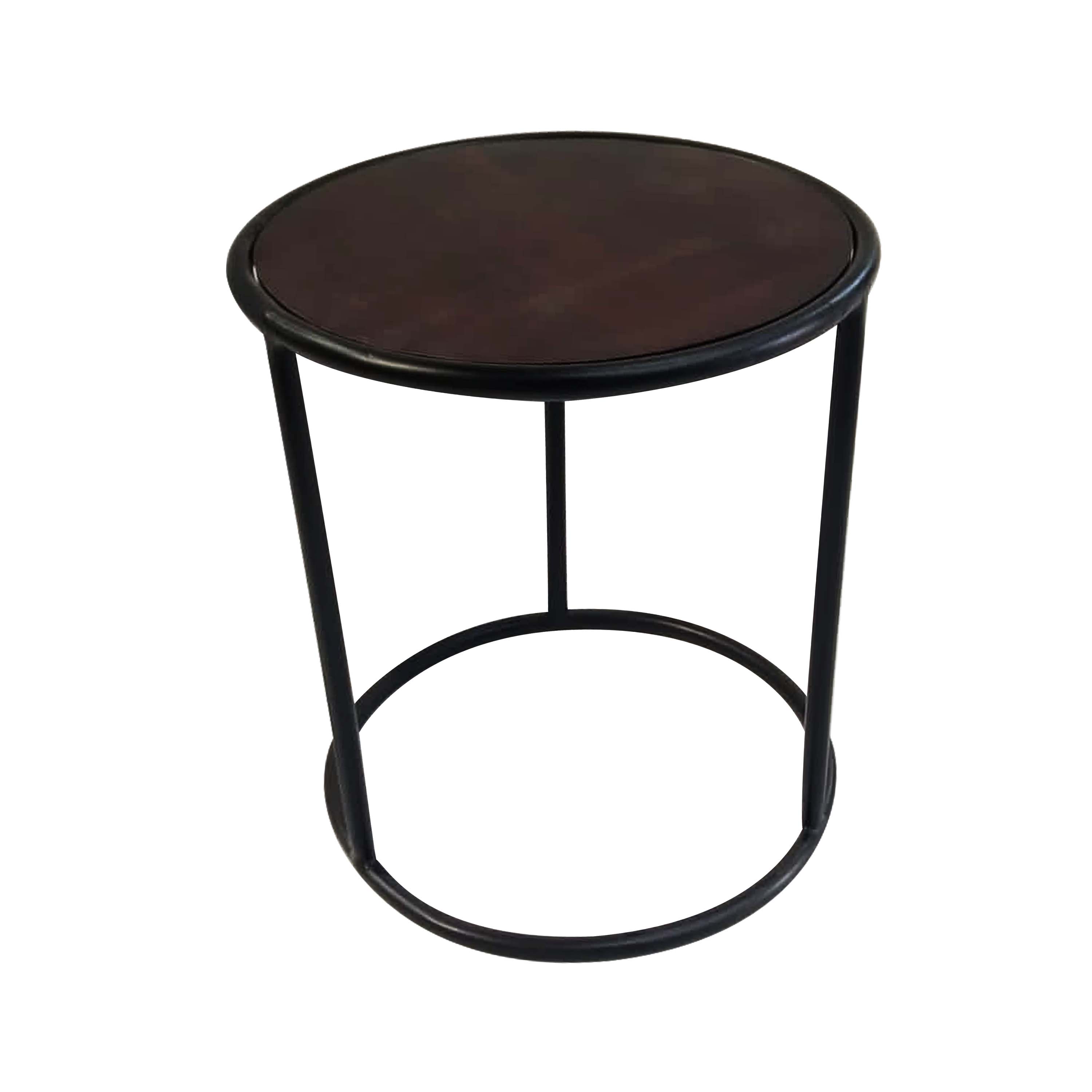 Classique round side table, modern home decor coffee table end table with metal frame for living room