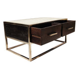 Side table / media unit stainless steel  with back wood finish