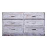 Classic 6-door living room dresser cabinet chest of  drawer white distress finish