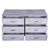 Classic 6-door living room dresser cabinet chest of  drawer white distress finish