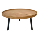 Metal Legs & Wooden Top Round Coffee table in Oak Veneer