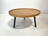 Metal Legs & Wooden Top Round Coffee table in Oak Veneer