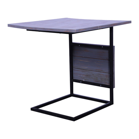 END TABLE IN METAL FRAME WITH SAGWAN WOOD TOP BLACK FINISHE