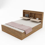 Engineered Wood King Size Bed With Storage Box in Teak Finish