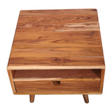 Modern furniture in sagwan wood designer Bedside table  with 1 Drawer & open slot﻿
