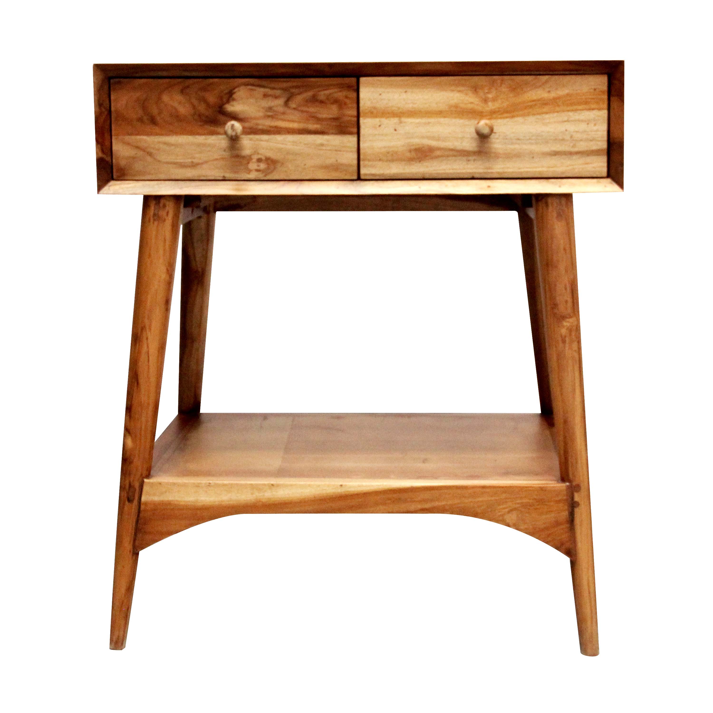 Side table natural sheesham wood side table with two drawers