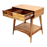 Side table natural sheesham wood side table with two drawers