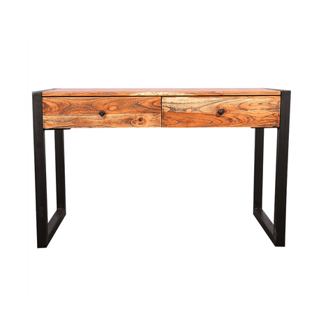 Sagwan vintage design hall 2 drawers and storage shelf console table study table weatherwood finish on wooden box