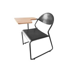 Student chair  Writing Pad Chair with Wooden Desk let in metal Mesh